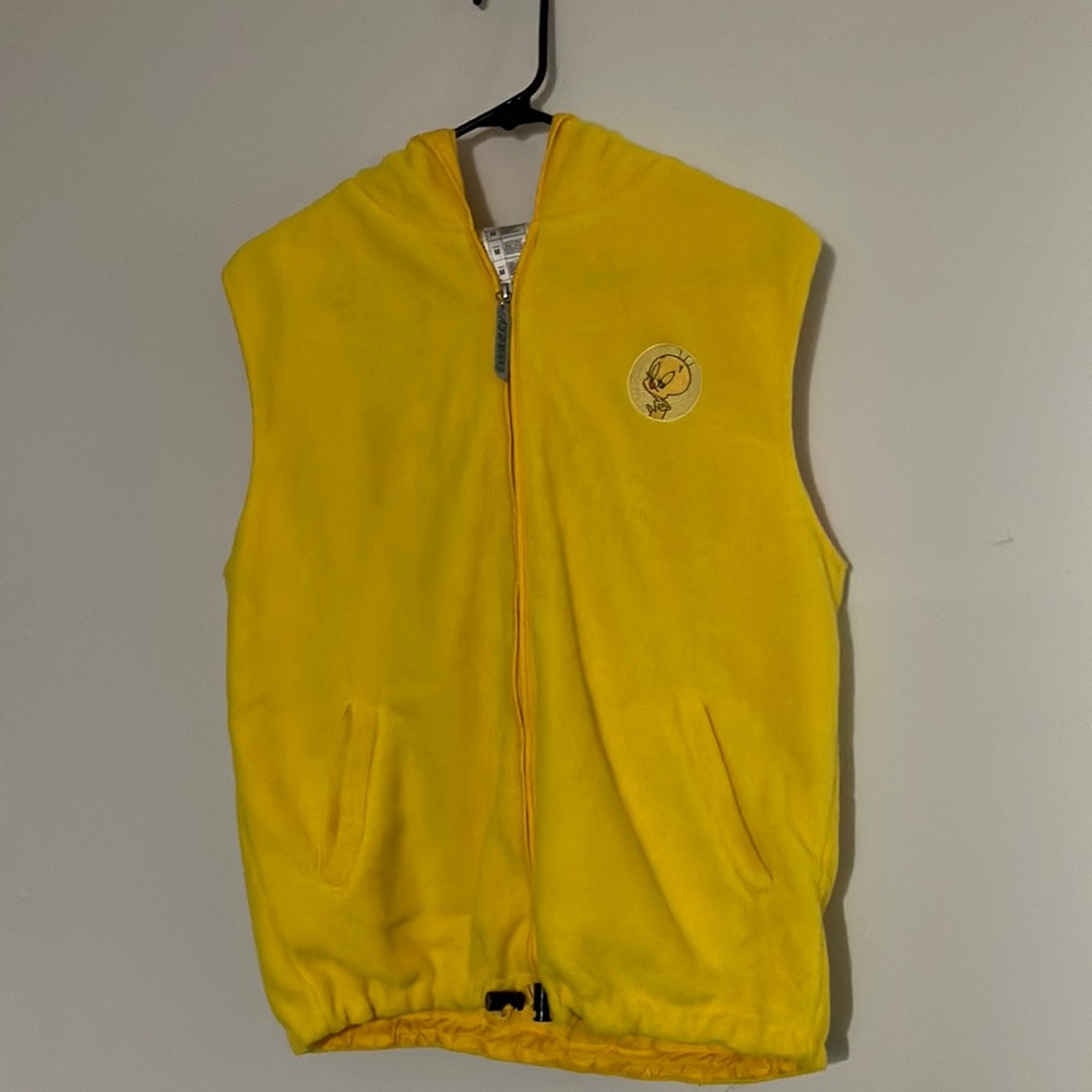 Vintage Warner Bros. Studio Store Yellow Tweety Bird Full Zip, Drawstring Vest